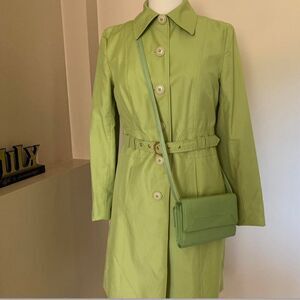 Ann Taylor LOFT Vintage Waterproof Trench Coat Lime Green Size 6
